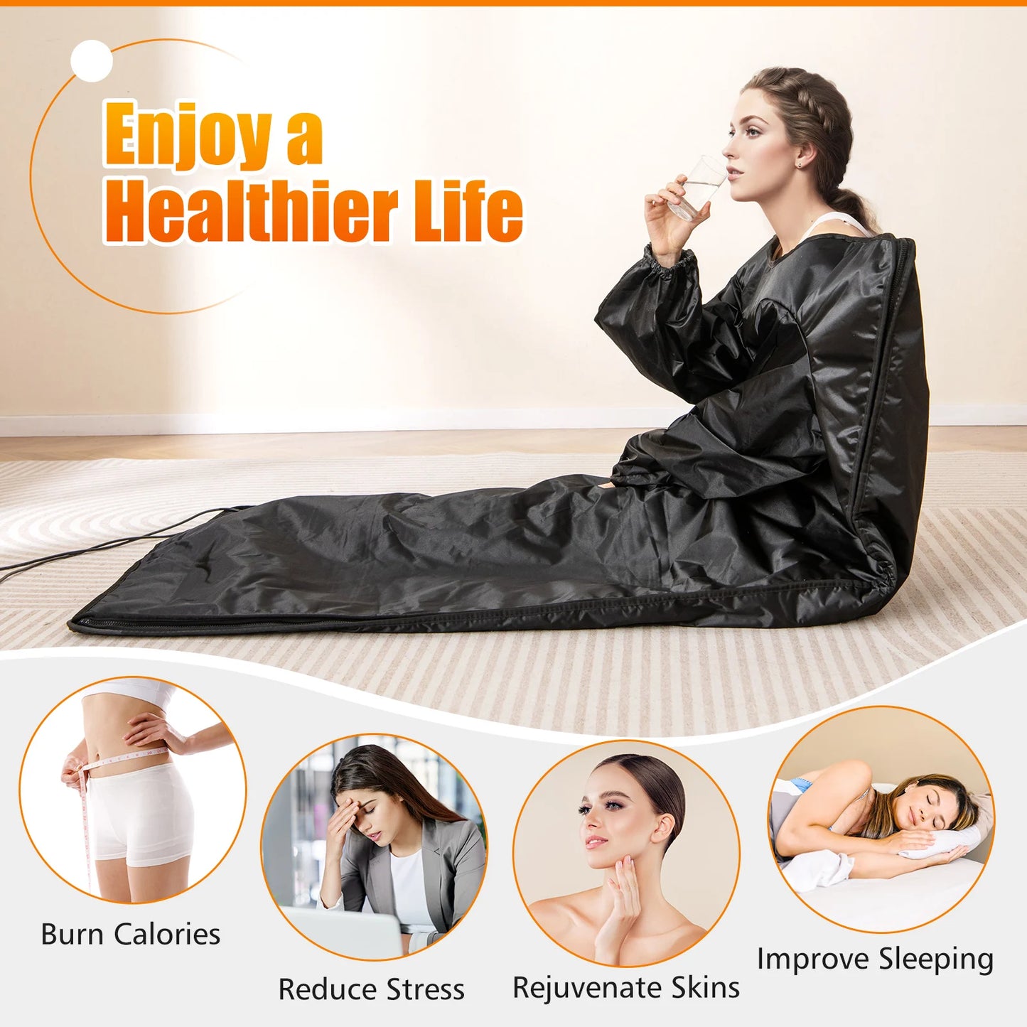 Infrared Sauna Blanket with Sleeves & Wraps – 90°–180°F | Home Detox & Recovery Kit